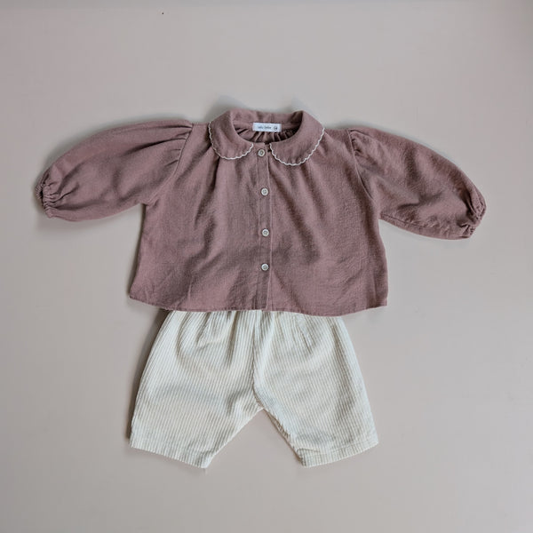 Flanel collar blouse - Old pink