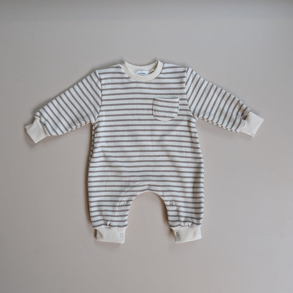 Striped sweater onesie - Beige