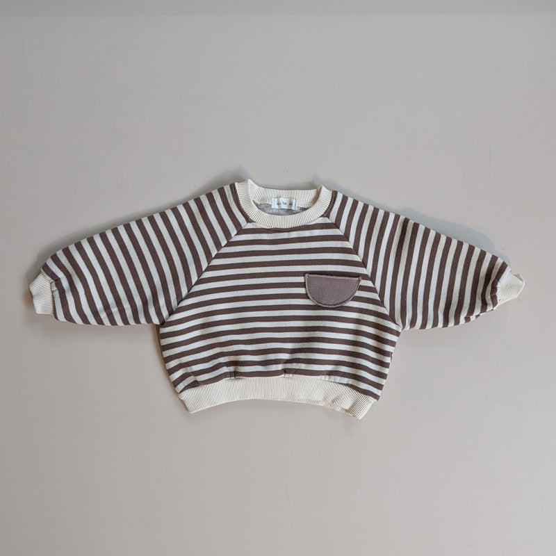 Striped fleece pocket sweatshirt - Brown