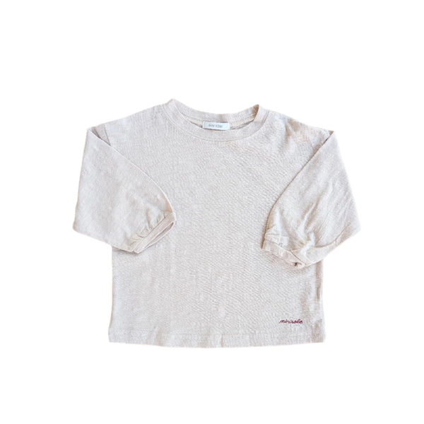 Cotton slub long sleeves tee - Light cocoa