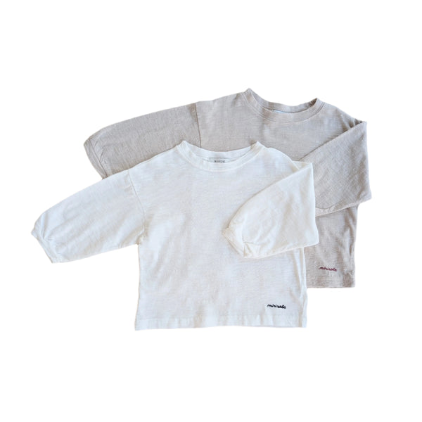 Cotton slub long sleeves tee - Ivory