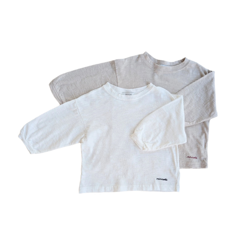 Cotton slub long sleeves tee - Ivory