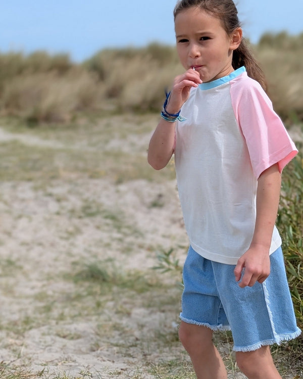 Ruffle denim shorts - Light blue washing