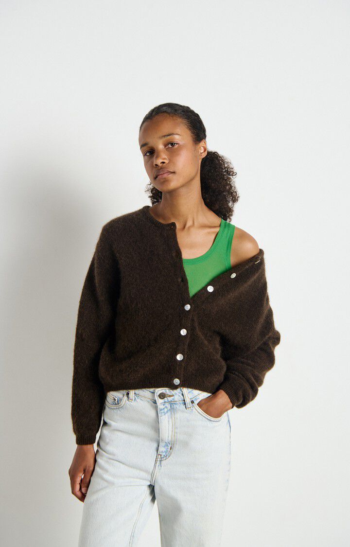 Vitow cardigan - Dark brown melange