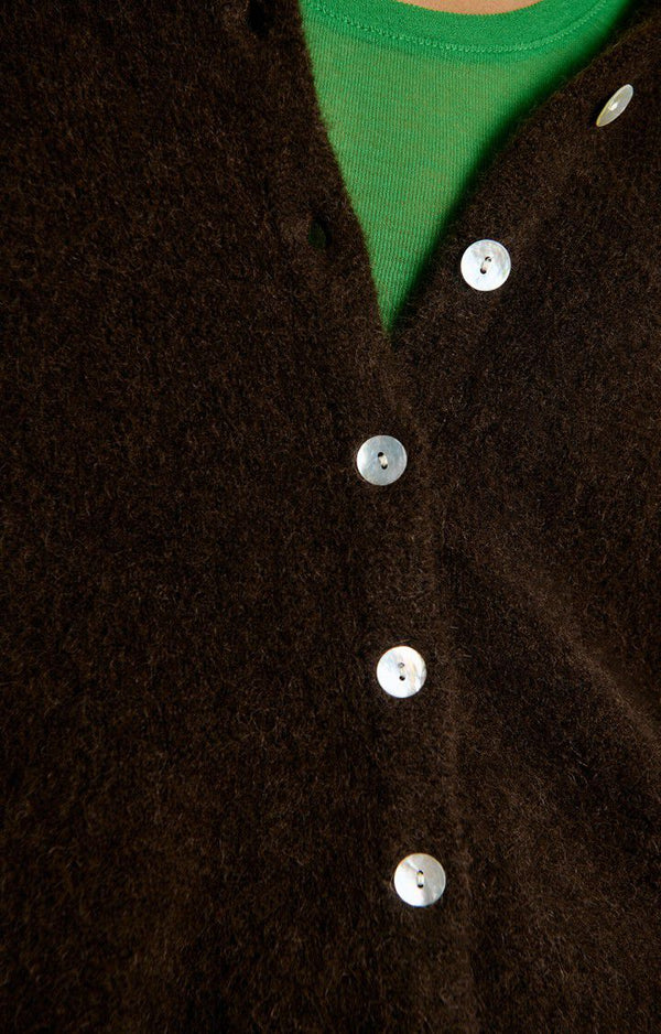 Vitow cardigan - Dark brown melange