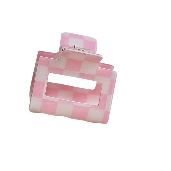 Hair clip square - Pink check