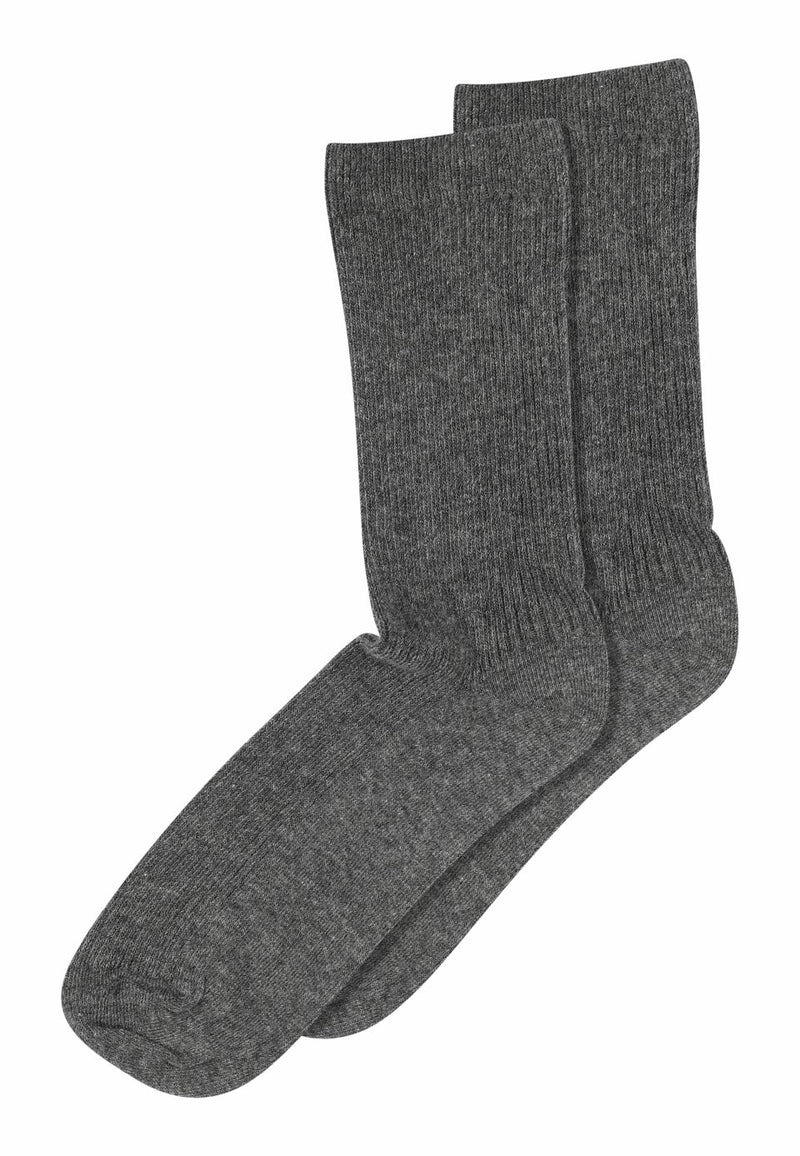 Fine cotton rib socks - Medium grey melange