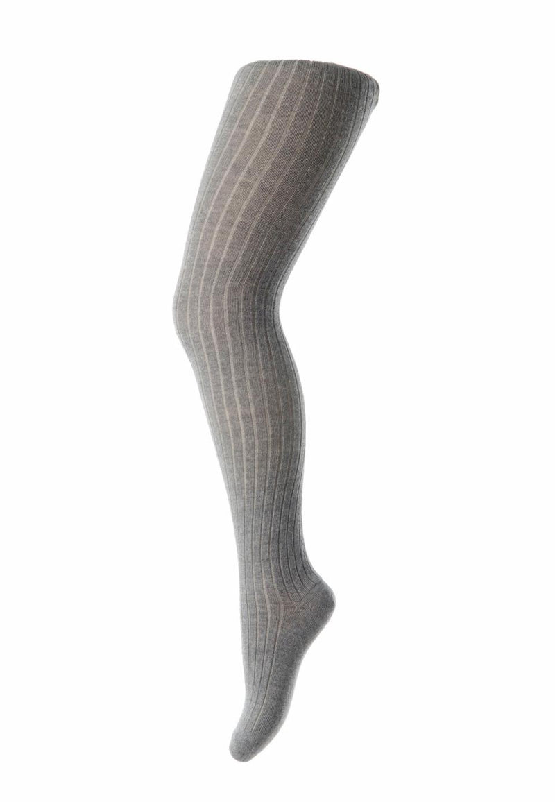 Cotton rib tights - Grey melange