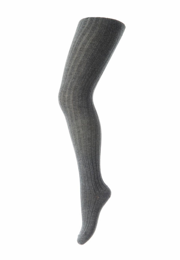 Cotton rib tights - Dark grey melange