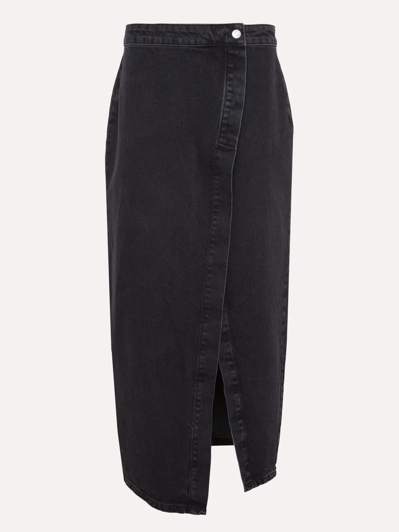 Daphne wrap skirt - Black denim