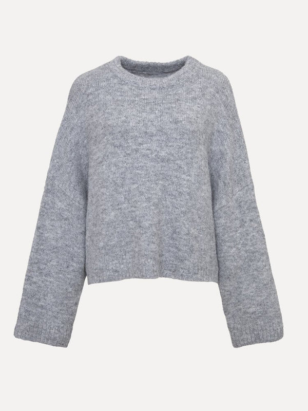 Knitted cropped pull Archie - Grey melange