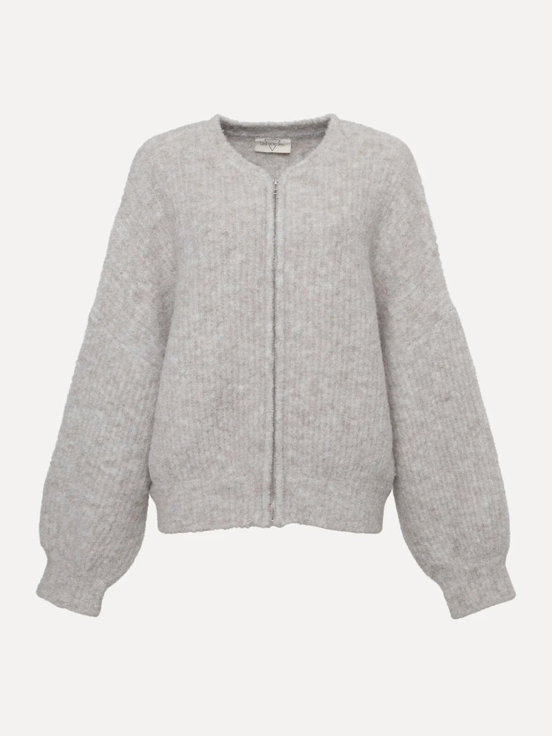 Nate knitted zip up cardigan - Beige melange