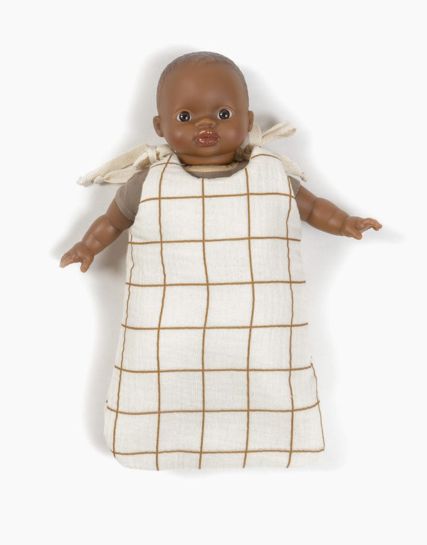 Babies doll sleeping bag - Brown check