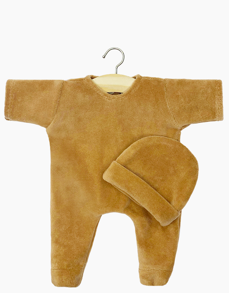 Babies sleepsuit with bonnet - Camel
