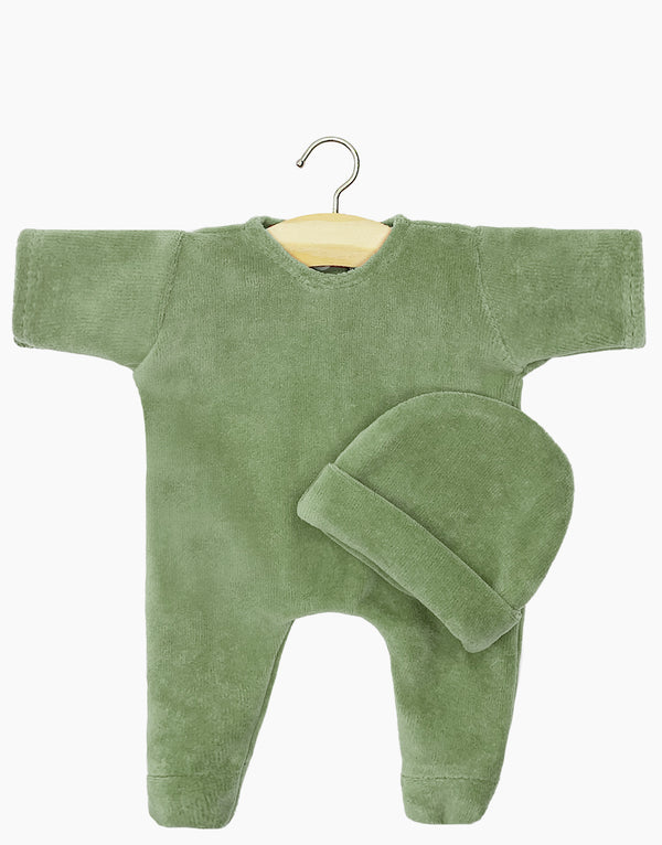 Babies sleepsuit with bonnet - Green
