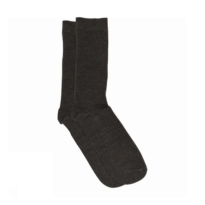 Fine wool rib socks - Dark brown