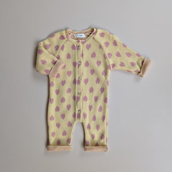 Soft heart onesie - Yellow