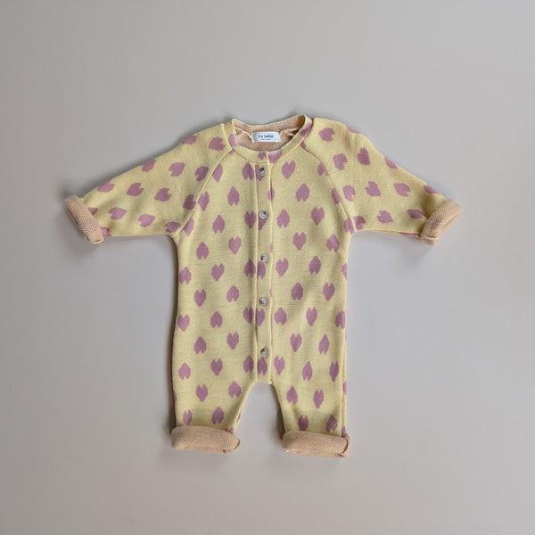 Soft heart onesie - Yellow