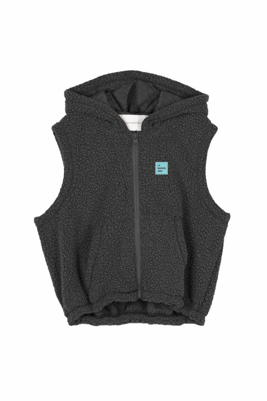 Ifynk pile hoodie vest - Charcoal
