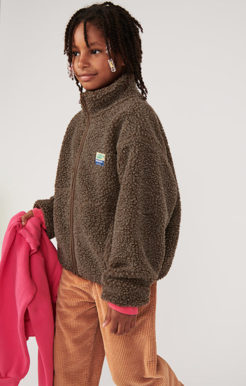 Hoktown pile jacket kids - Maron chine