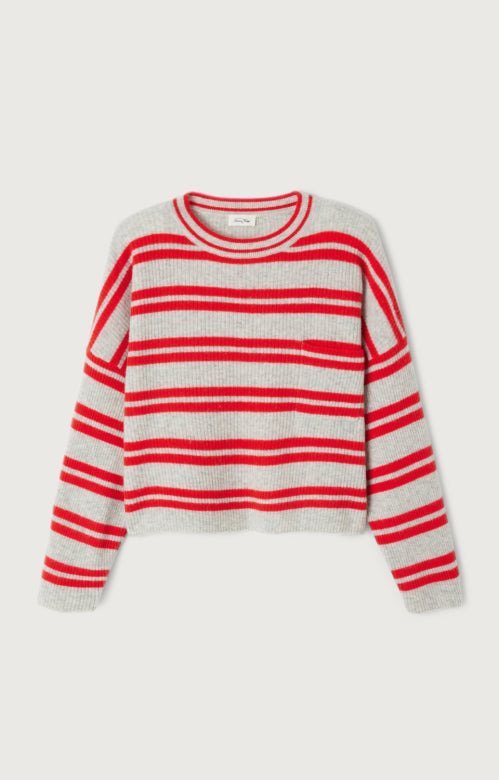 Raxow striped jumper - Grey melange/red