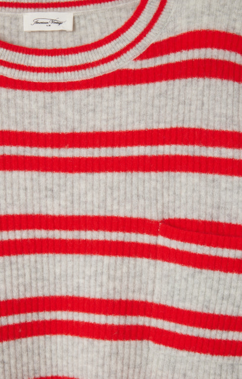 Raxow striped jumper - Grey melange/red