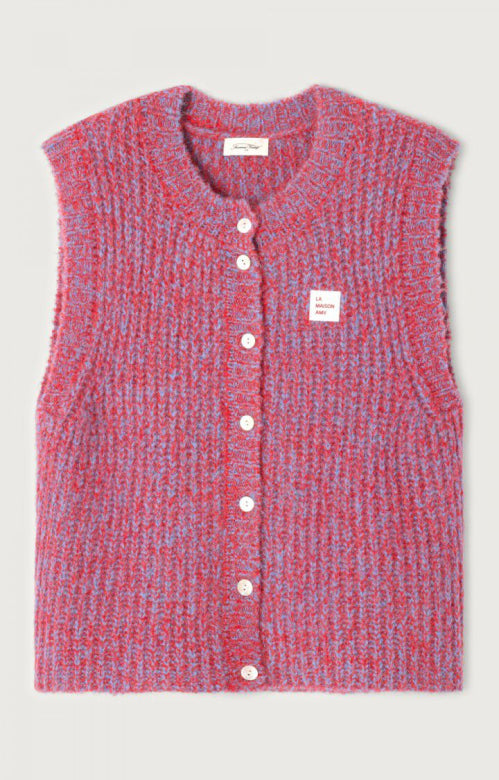 East cardigan vest - Red/blue melange