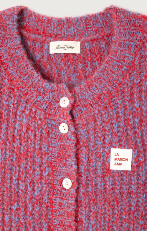 East cardigan vest - Red/blue melange