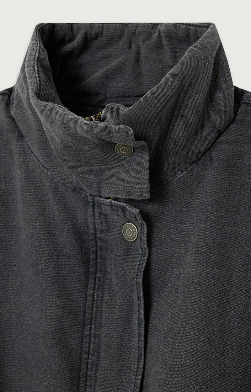 Jazy quilted denim bomber - Washed charcoal