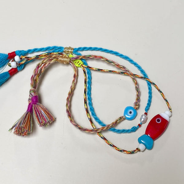 Simple bead tassel bracelet - Blue
