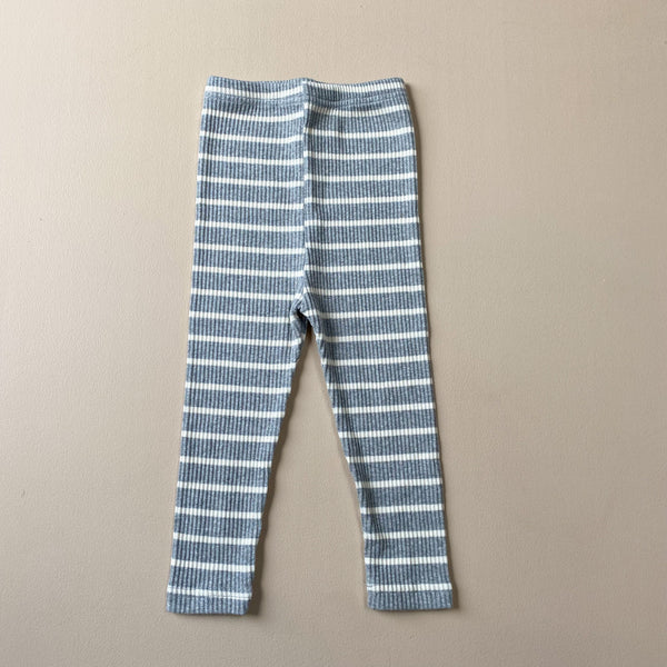 Striped rib leggings - Grey melange/cream