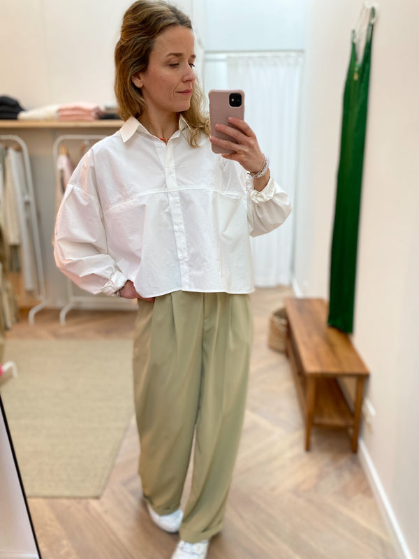 Flowy wide trousers - Khaki beige