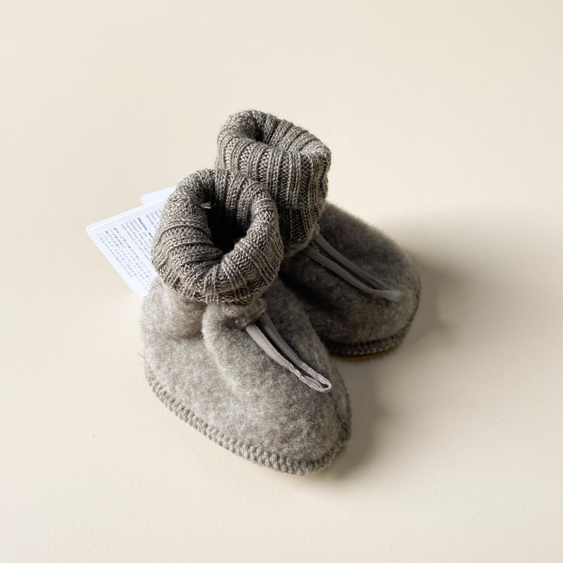 Wool fleece booties - Cocoa
