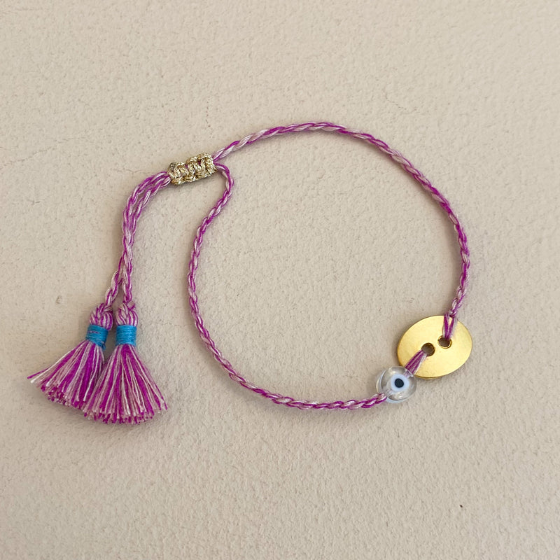 Gold plate lucky eye bracelet - Pink