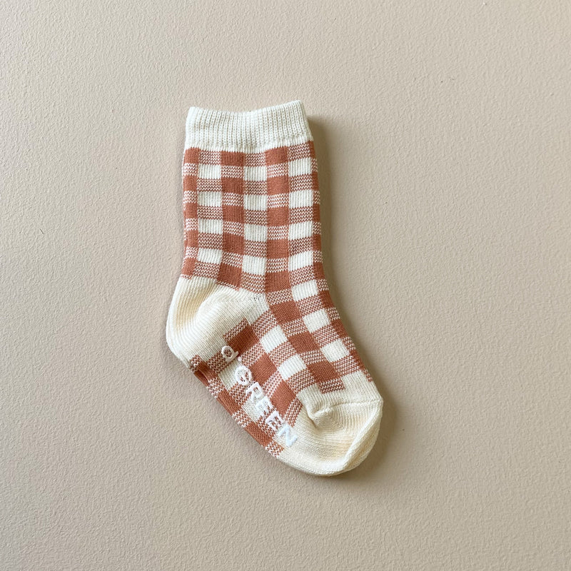 Check socks - Light brown