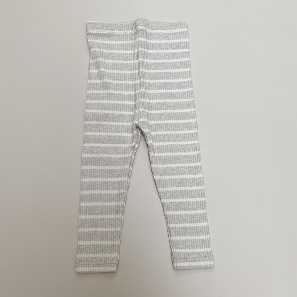 Striped rib leggings - Oatmeal/cream