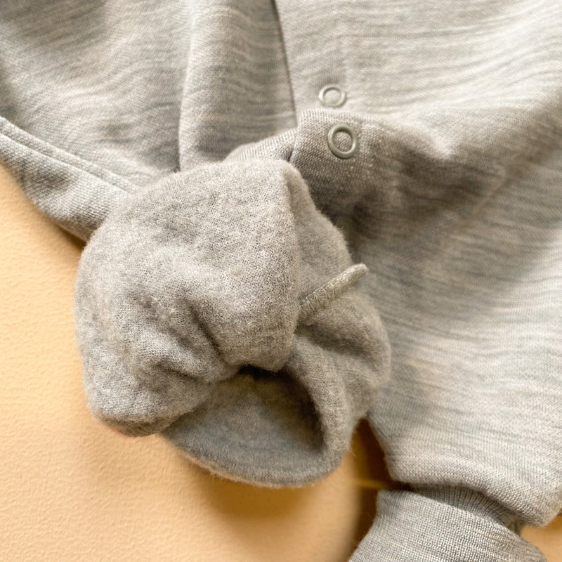 Fleece lined wool onesie - Grey melange