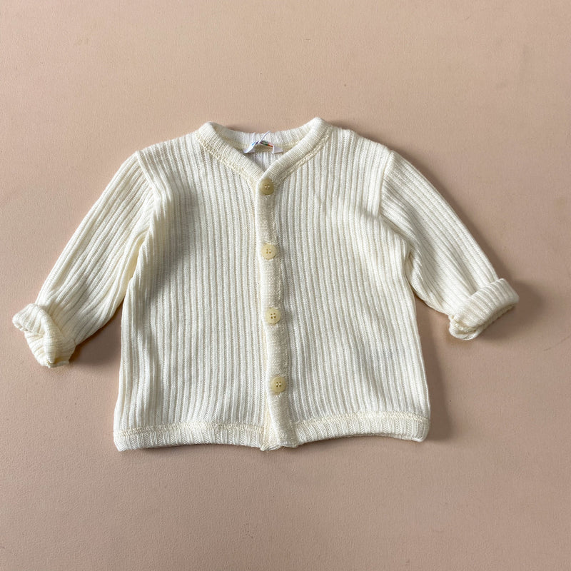 Wool rib cardigan - Cream