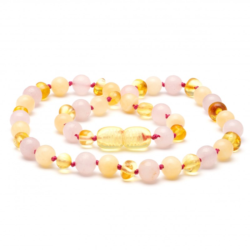 Amber necklace - Pink/honey
