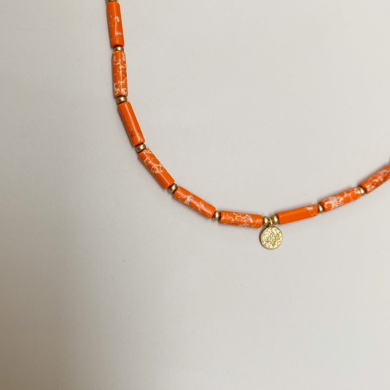 Natural stones necklace - Orange
