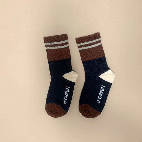 Color block socks - Navy/brown