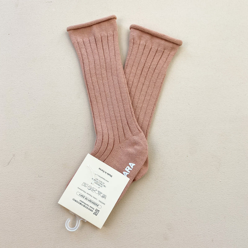 Rib knee socks - Sand pink