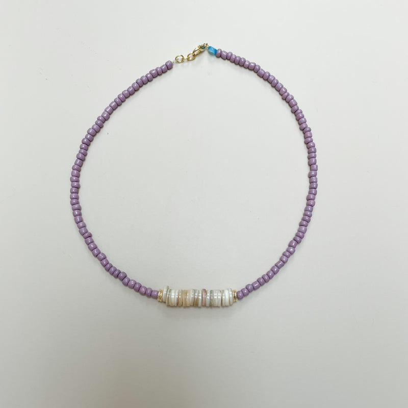Surfer necklace - Lavender/natural