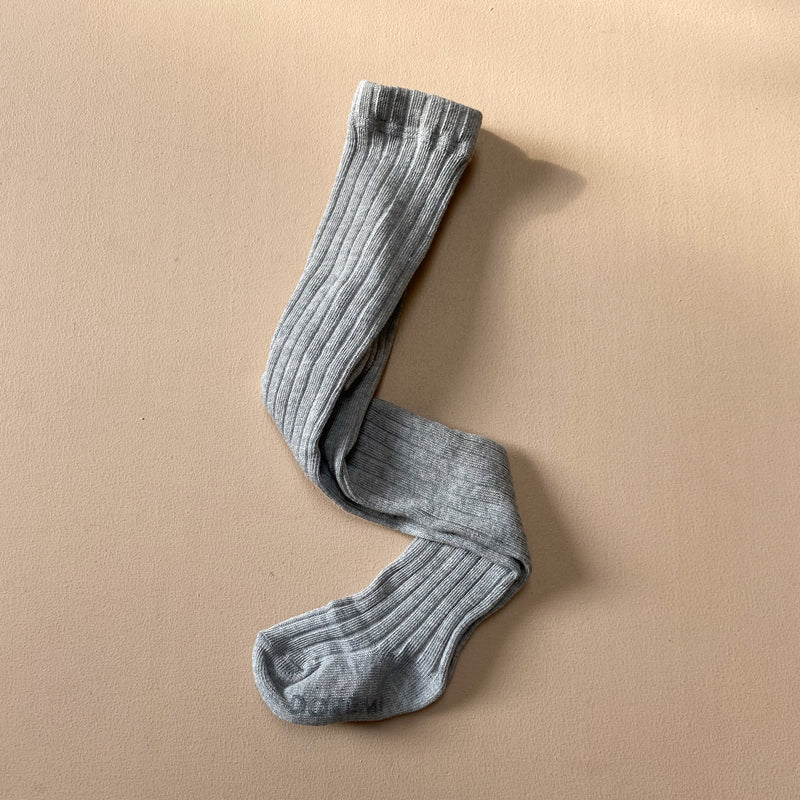 Rib tights - Light grey melange